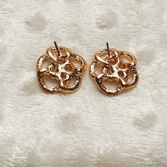 Rose Gold Plated Open Rose Design w/CZ Accents-NEW, NEVER WORN - Picture 2 of 4